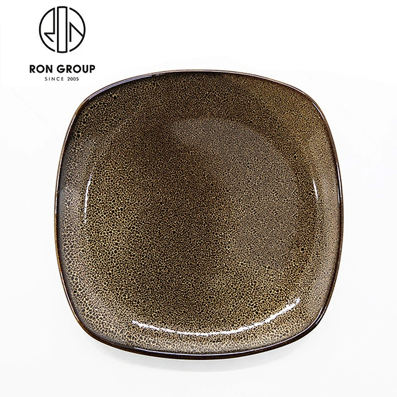 Restaurant 10 Inch Brown Color Round Ceramic Dinner Plate