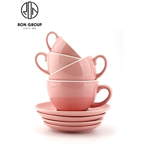 Wholesale Restaurant Coffee Shop Custom Logo Ceramic Coffee Cup With Plate
