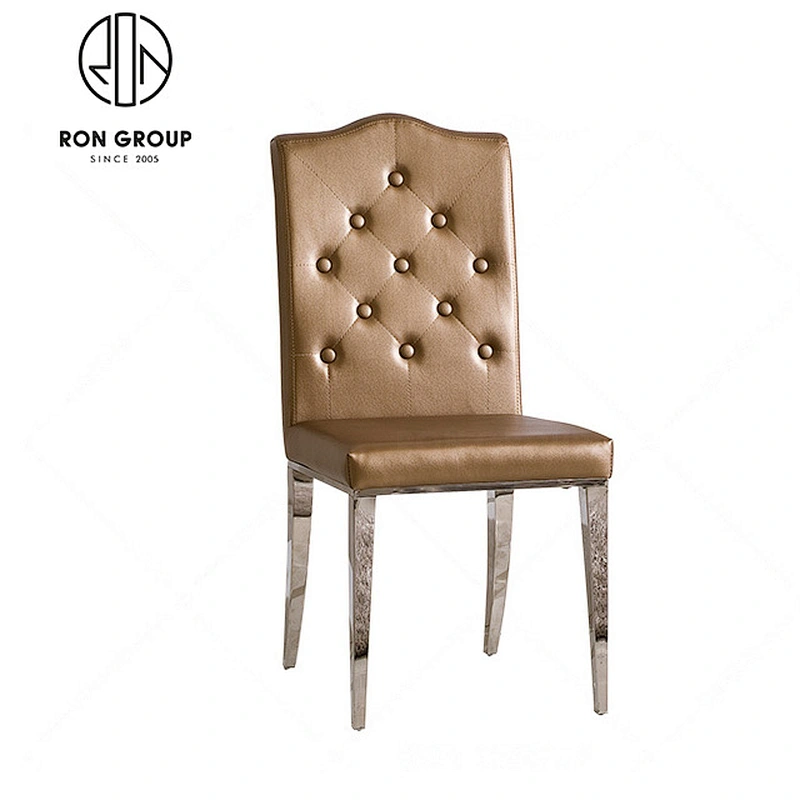 Metal frame modern gold banquet dining chair