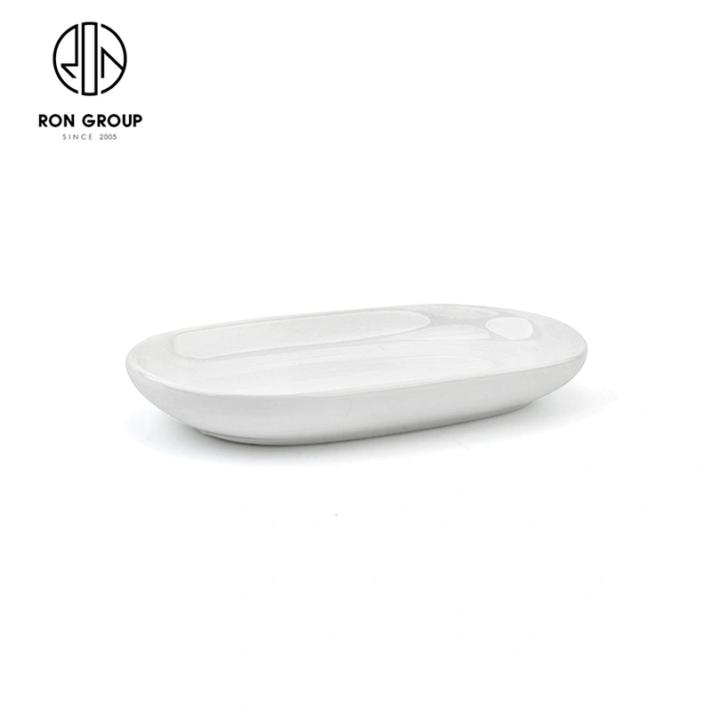 High Quality Porcelain Dinnerware Restaurant Flat Oval Fish Shaped Dinner Plates