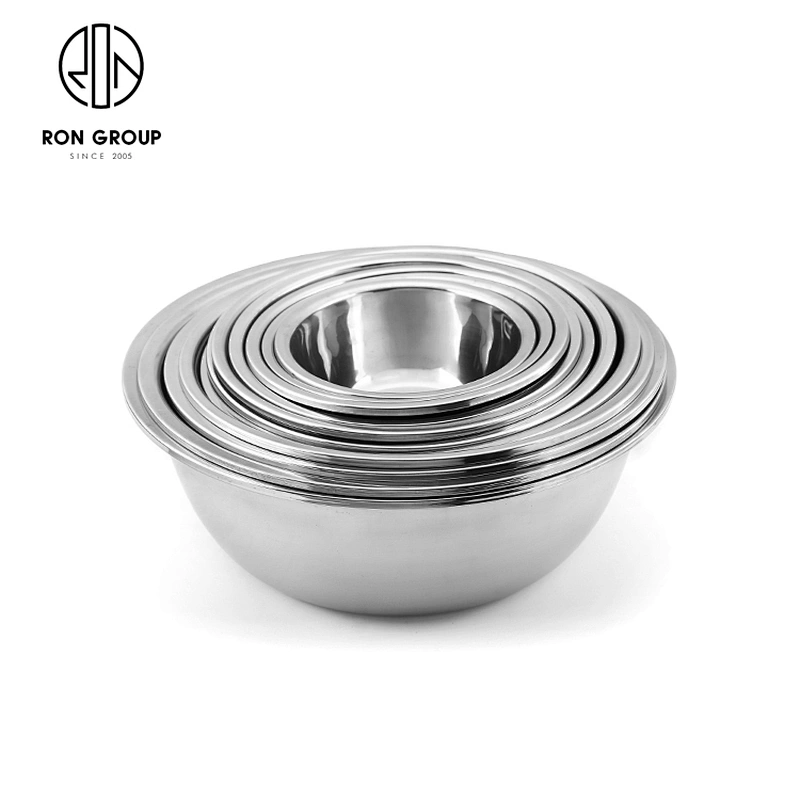 Hot Sale Hotel Kitchen Mirror Silver Metal  Mixing Food Salad Bowl
