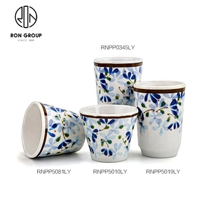Oem High Quality Japanese Style Blue Flower Pattern Cup