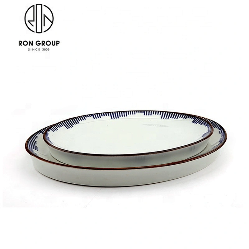 Wholesale Restaurants Beautifully Flat Dinner Ceramic Plate Set