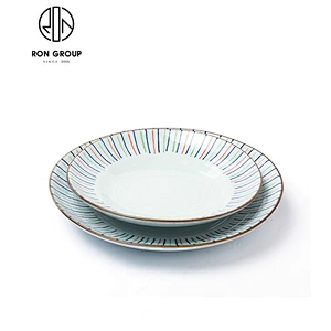 New design tableware stripe handmade ceramic bowl for restaurant