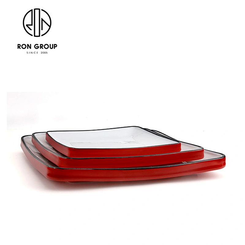 dinnerware  ceramic Oblong tray 10 inch red colour plates