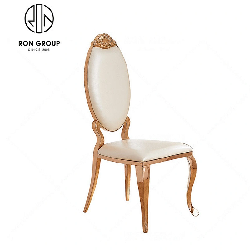Metal frame stainless steel round back gold dining chair