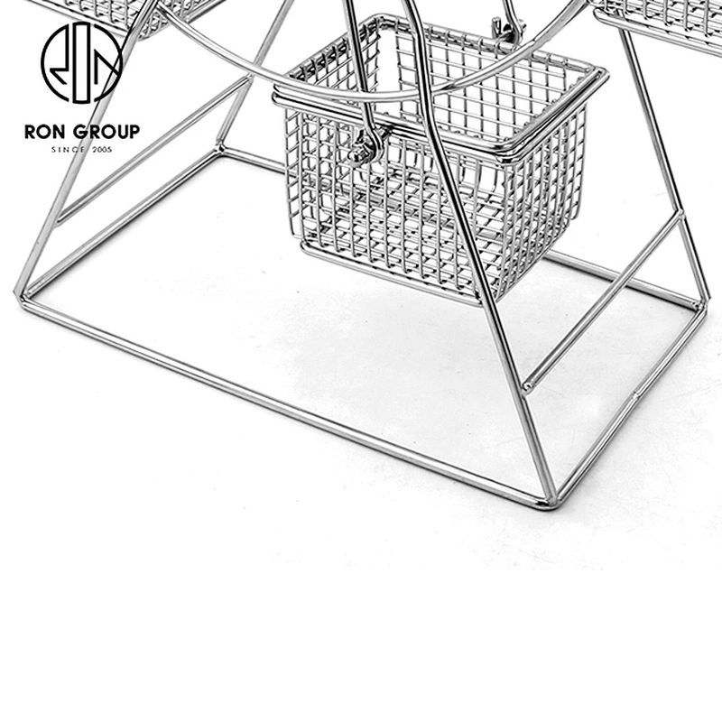 Stainless Steel Restaurant Snack Ferris Wheel Show Shelf With Five Basket