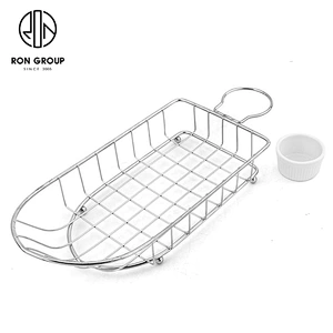 New Style Wire Iron Stainless Steel Boat-Shape Basket With Dip Dishes