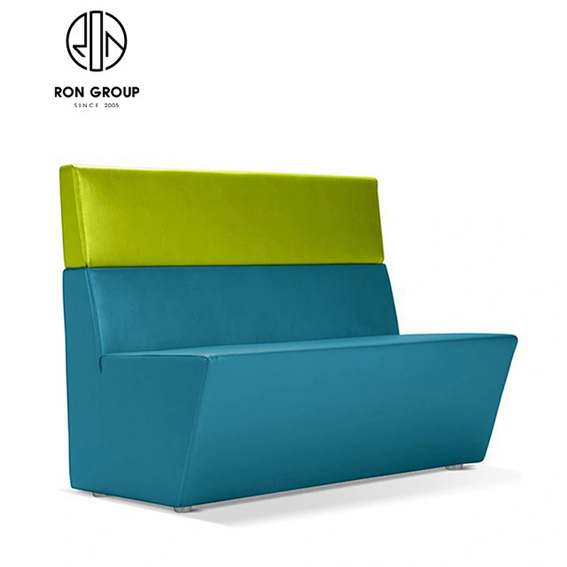 Wholesale Restaurant Wooden Frame Blue Leather Booth Sofa