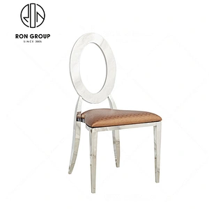 round hollow back gold stainless steel dining chair for wedding