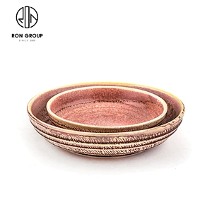 Restaurant Dinnerware Ceramic Round Ripple Seaweed Soup Plate