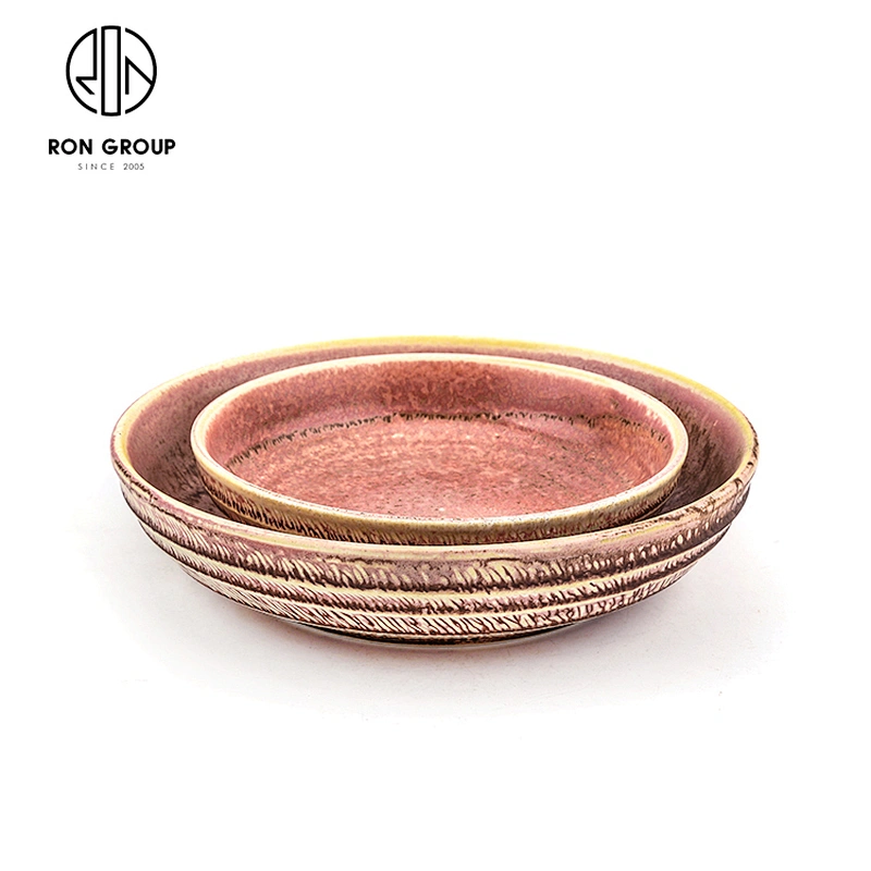 Restaurant Dinnerware Ceramic Round Ripple Seaweed Soup Plate