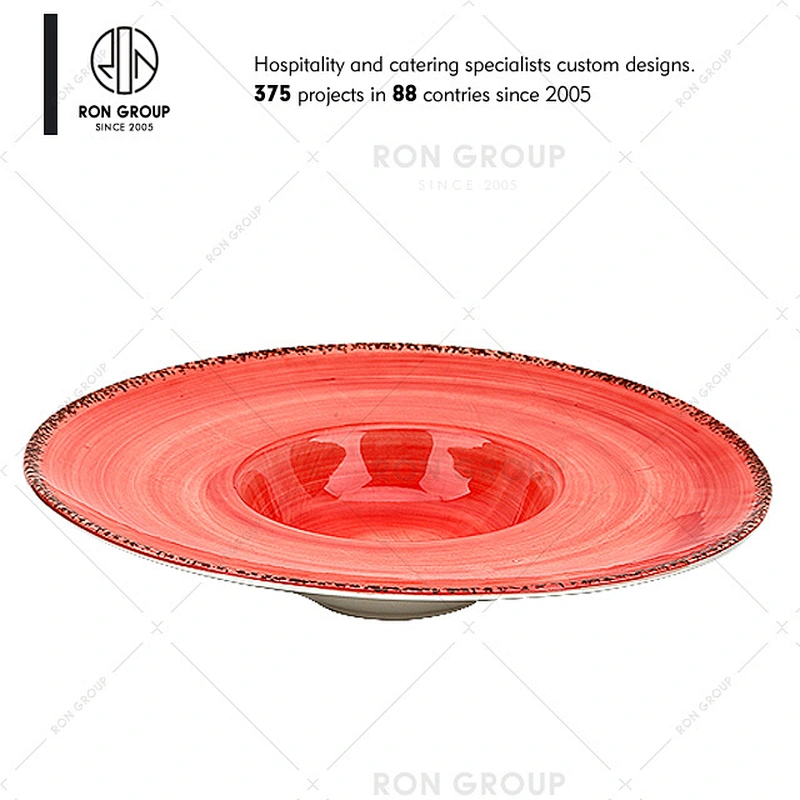 Orange Round Ceramic Dinner Plate For Restaurant