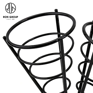 Black Wire Iron Double French Fry Finger Chips Cone Holder Stand