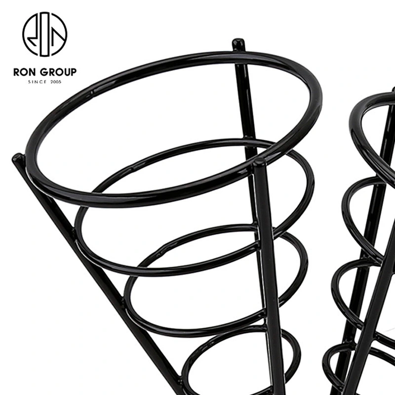 Black Wire Iron Double French Fry Finger Chips Cone Holder Stand