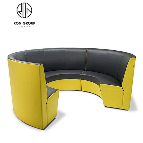 Custom Leather Restaurant Carved Round Sofa Booth