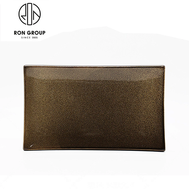 Wholesale 10 Inch Restaurant Brown Color Rectangle Dinner Plate