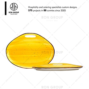 Wholesale Restaurant Ceramic Flat Plate With Handle