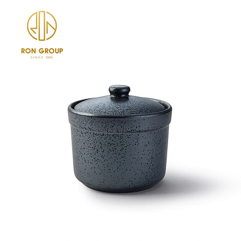 Black ceramic tableware restaurant Japanese tea cups