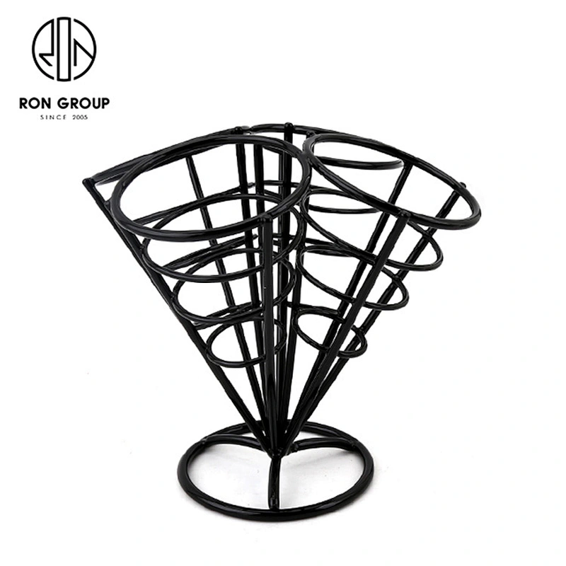 Restaurant Counter Food Four Cone Black Wire Rack French Fry