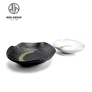 Restaurant 10 Inch Lightweight Wavy Edge Marbling Round Bowl