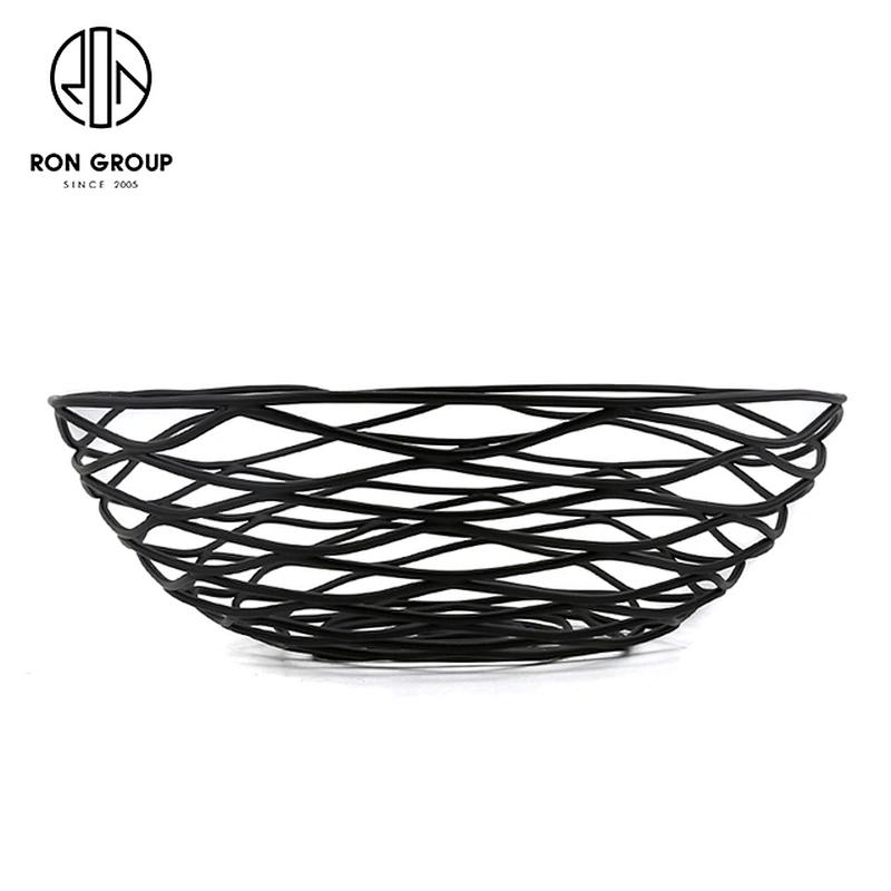 Accept Customization Metal Iron Wire Kitchen Accessories Black Large Size Bread Basket
