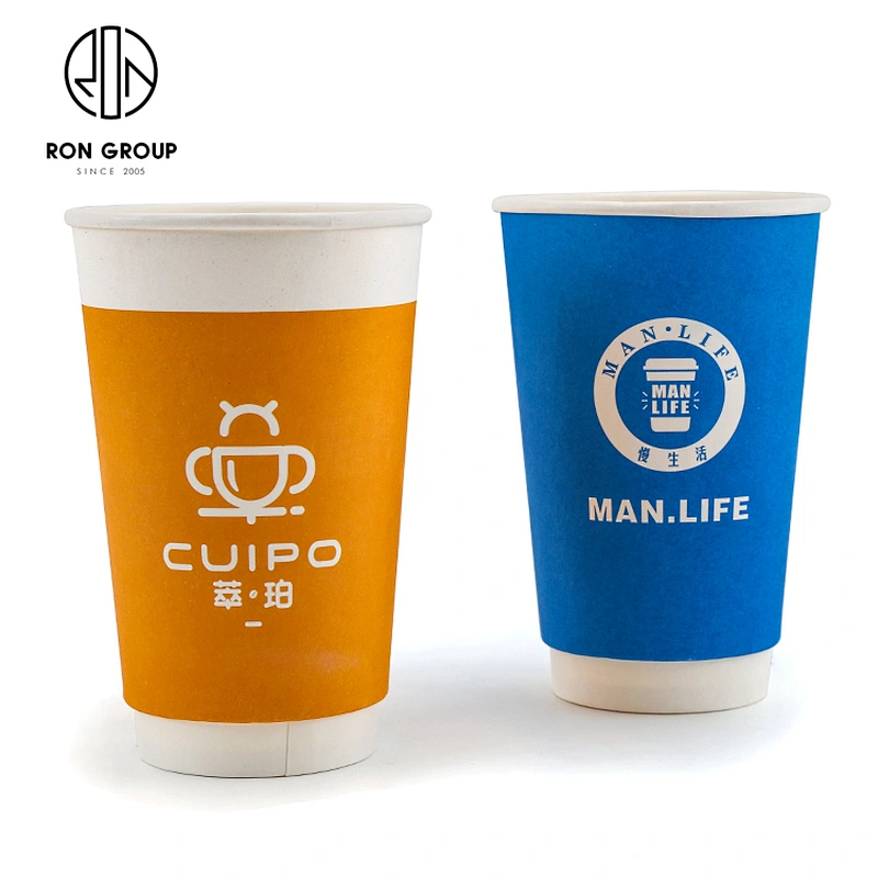 Wholesale Restaurant Food Grade Paper Double Wall Takeaway Coffee Cups