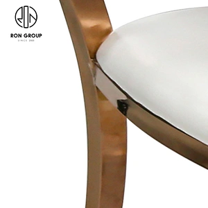 Furniture Luxury Metal European White Leather Dinner Chair For Wedding