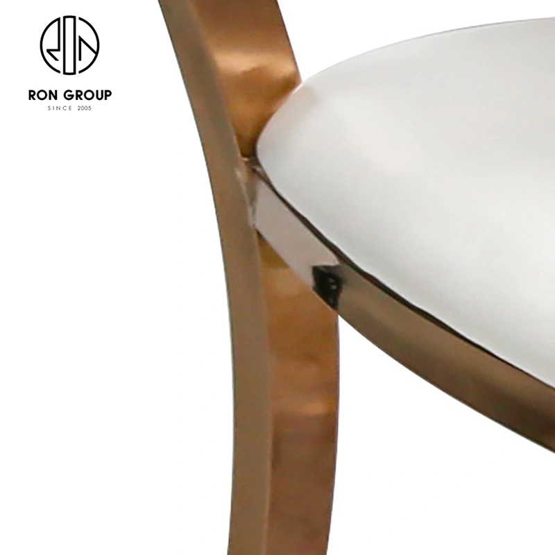 Furniture Luxury Metal European White Leather Dinner Chair For Wedding