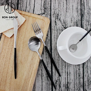 Wholesale Restaurant Black And Silver Flatware Set Stainless Steel Cutlery