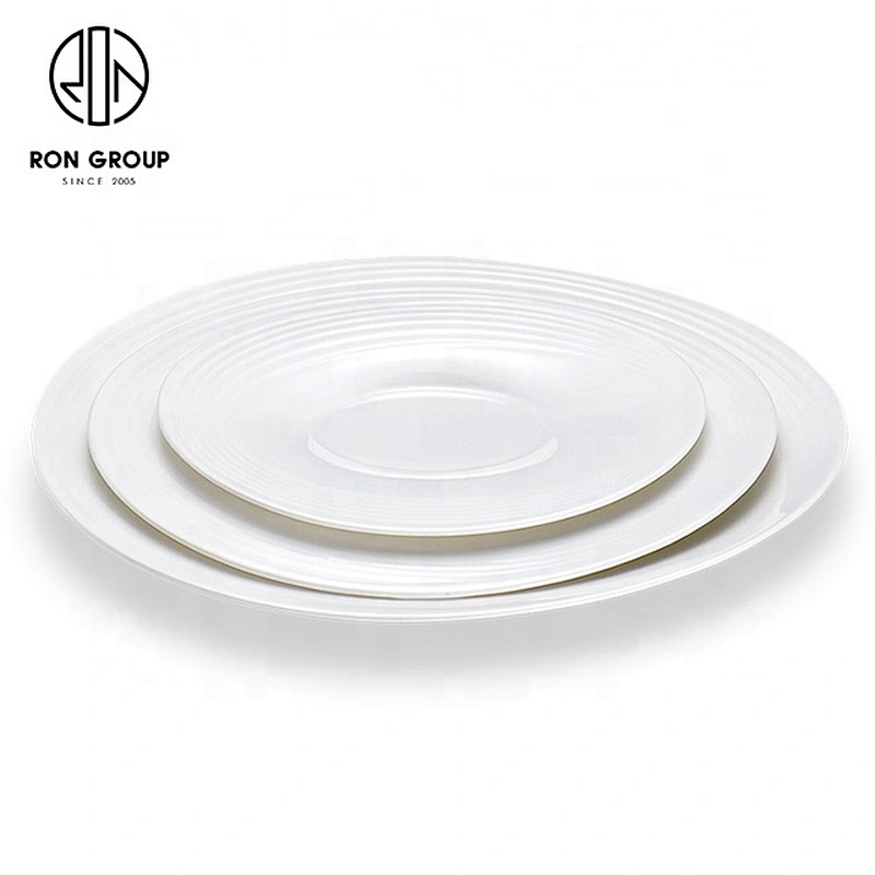 8 Inches Plain White Ceramic Round Shallow Plate For Restaurants