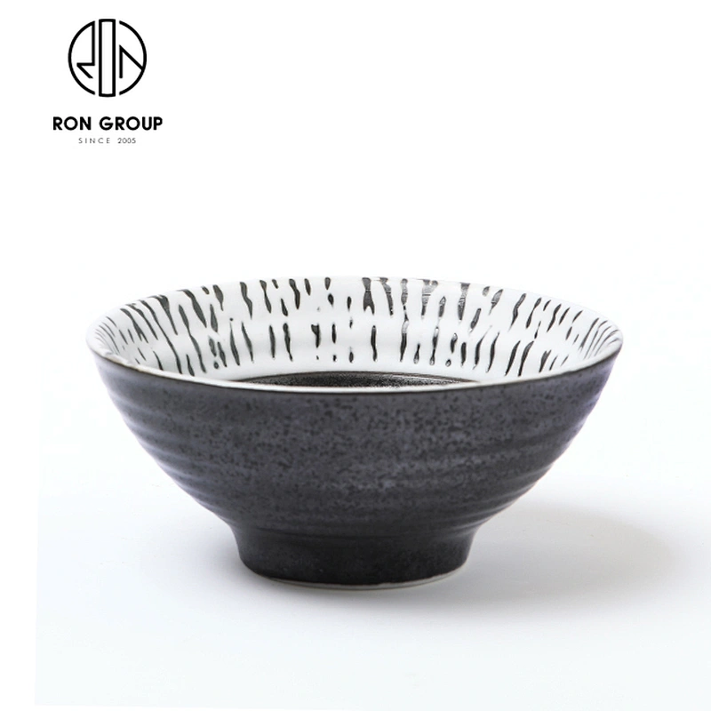 Japanese Design Dinnerware Ceramic 4.75 Inch Round Wire Horn Bowl