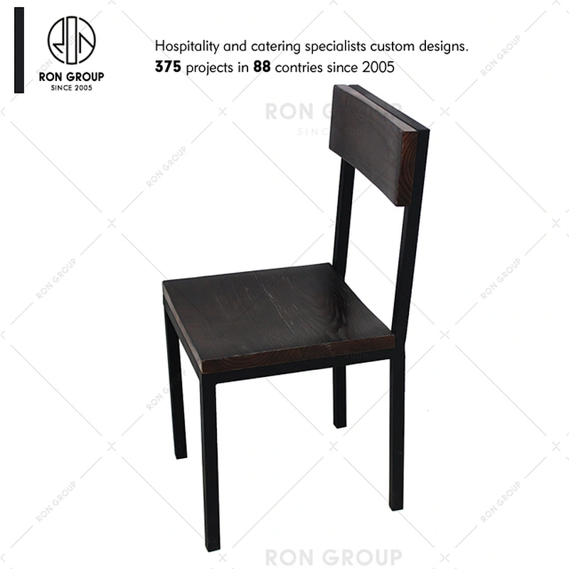 Wholesale Stackable Metal Chair With Solid Wood Seat