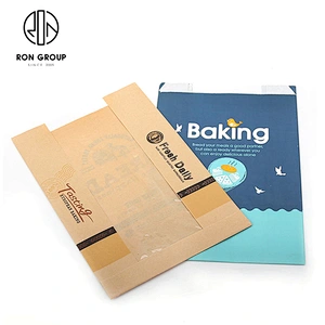 Food Packaging Square White Coated Kraft Paper Bag With Clear Window