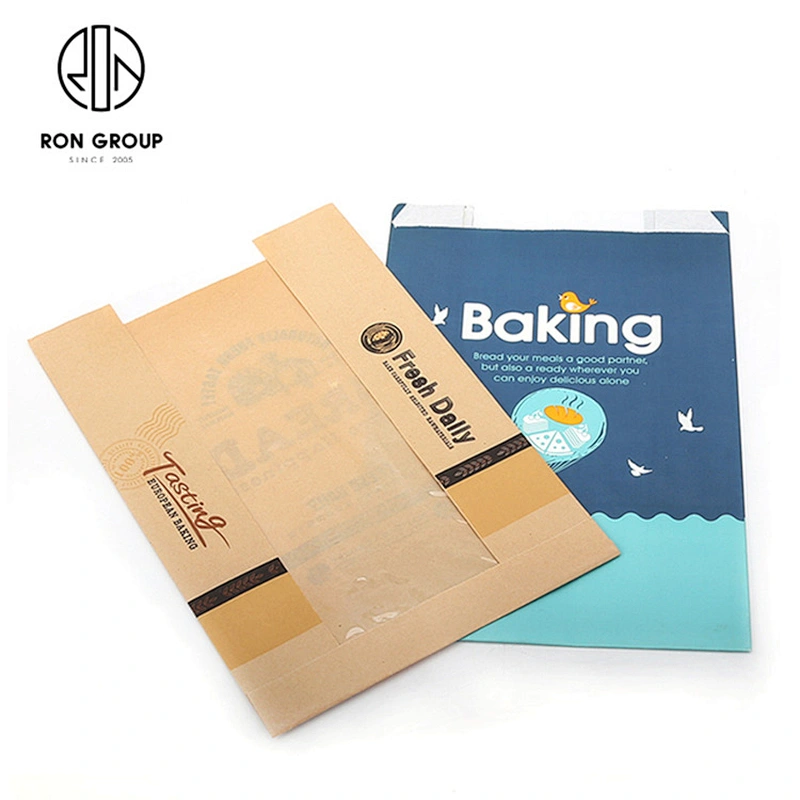Food Packaging Square White Coated Kraft Paper Bag With Clear Window