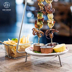 Wholesale Stainless Steel Food Stand With Two Needles Metal BBQ Skewers