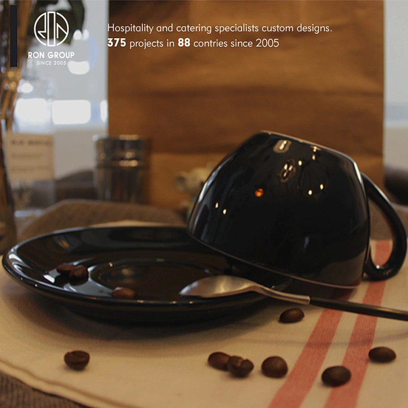 High Quality Restaurant Custom Printed Coffee Ceramic Tea Cup With Tray
