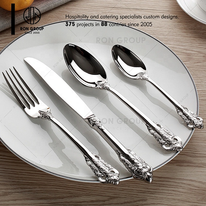 Silver Stainless Steel Spoons Forks Knives Restaurant Cutlery Set