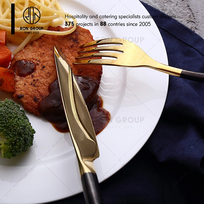 Gold Plated Cutlery Set For Restaurant Wedding