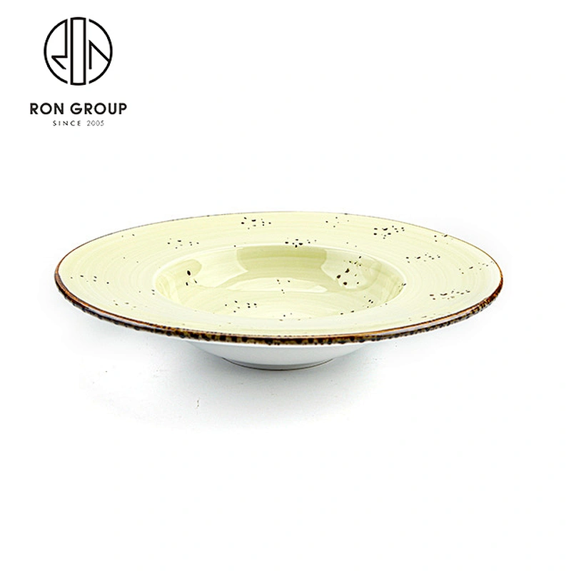 Wholesale Chip-Proof Custom Logo Restaurant Green Dinner Ceramic Plates Set