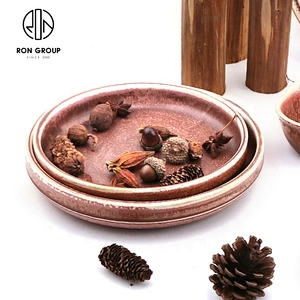 Different Size Restaurant Fambe Pink Rhythm Ceramic Mango Shape Plate