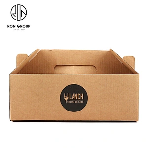 Portable Rectangle Disposable Flat Sheet Carton Take Away Paper Box For Restaurant