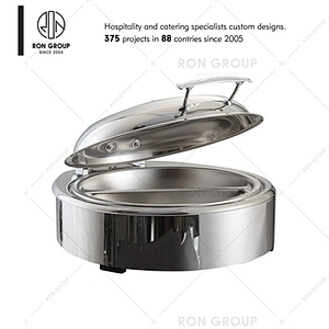 Square Round Luxe Chafing Dish With Glass Window Lid And Stand