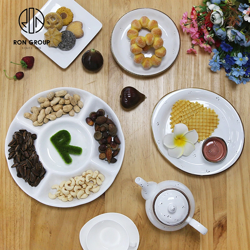 Hotel Clubhouse Tableware Wholesale White Round Plate Sashimi Porcelain Dry Ice Tray