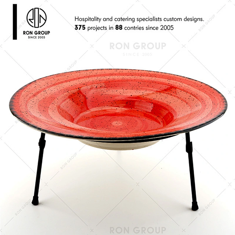 Food grade custom logo printed colored restaurant ceramic plates