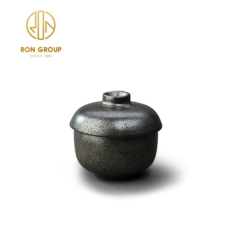 Black ceramic tableware restaurant Japanese tea cups