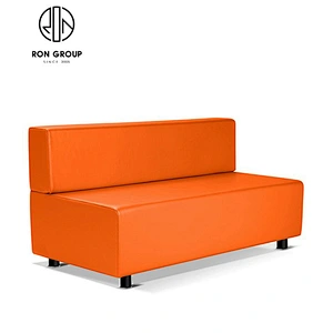 Orange Leather Restaurant Furniture Simple Sofa