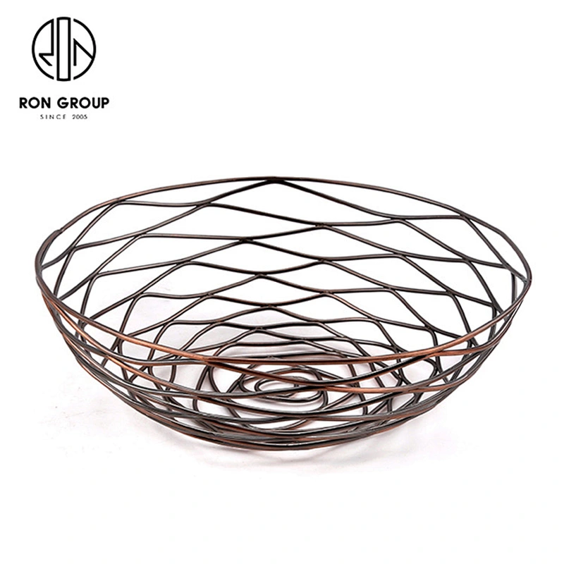 2020 New Kitchen Accessories Metal Iron Wire Round Bronzed Middle Size Bread Basket