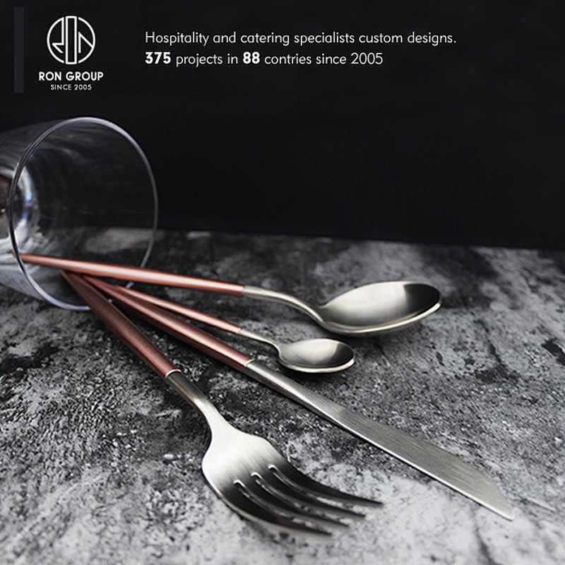 pink stainless steel cutlery set metal fork knife for restaurant dinning