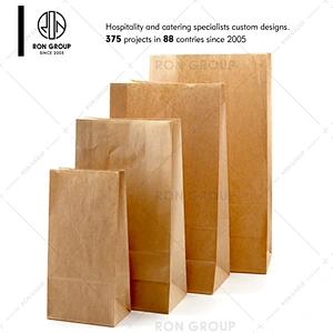 Custom restaurant food grade biodegradable brown craft paper bag